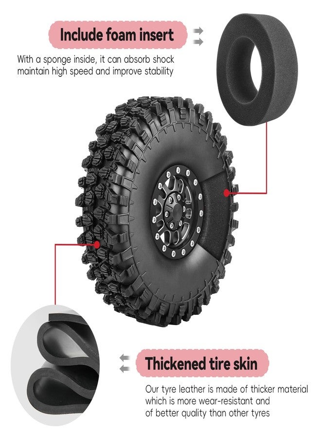 AllinRC High-Grip Aluminum 1.9 Beadlock Wheels and Tires Set Combo All-Terrain for Traxxas TRX-4 Axial SCX10 Capra RC4WD Redcat Gen8 1/10 Scale RC Crawler - Image 4